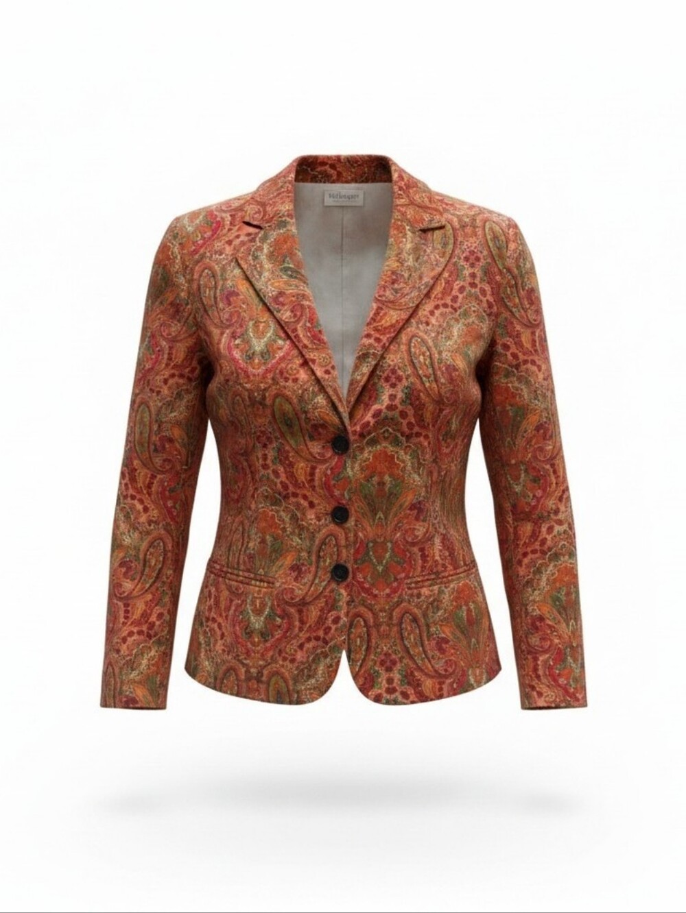 Villager Vintage Paisley Corduroy Jacket – Warm Tones Timeless Charm Size 12